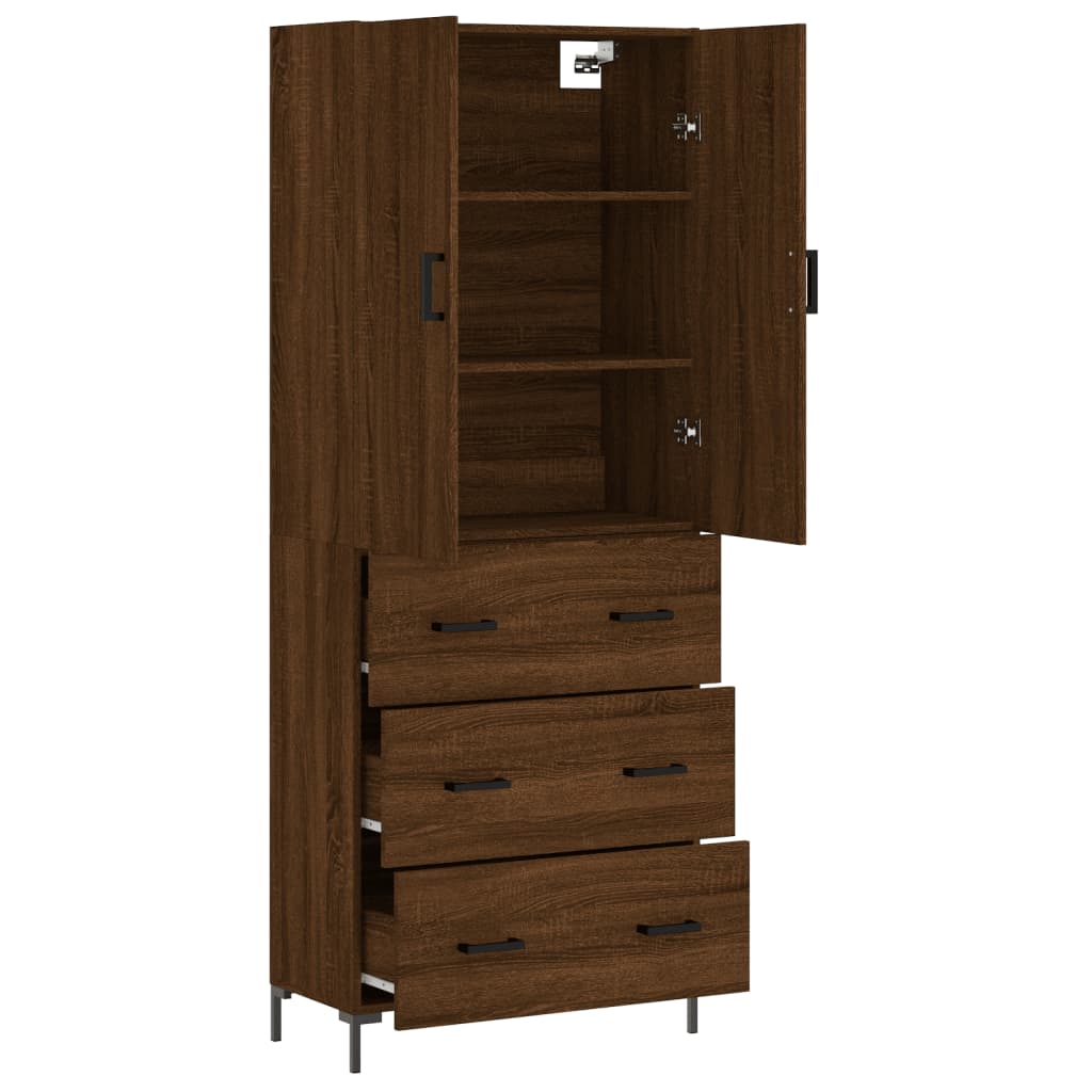 Image Buffet haut Chêne marron 69,5x34x180 cm Bois d'ingénierie | Xios Store SNC vidaXL Xios Store SNC