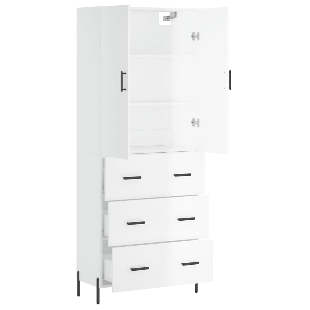 Image Buffet haut Blanc brillant 69,5x34x180 cm Bois d'ingénierie | Xios Store SNC vidaXL Xios Store SNC