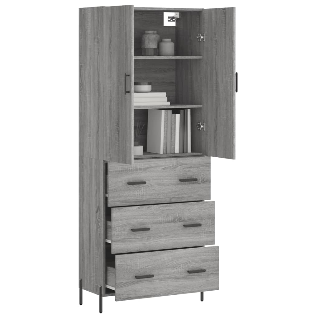 Image Buffet haut Sonoma gris 69,5x34x180 cm Bois d'ingénierie | Xios Store SNC vidaXL Xios Store SNC