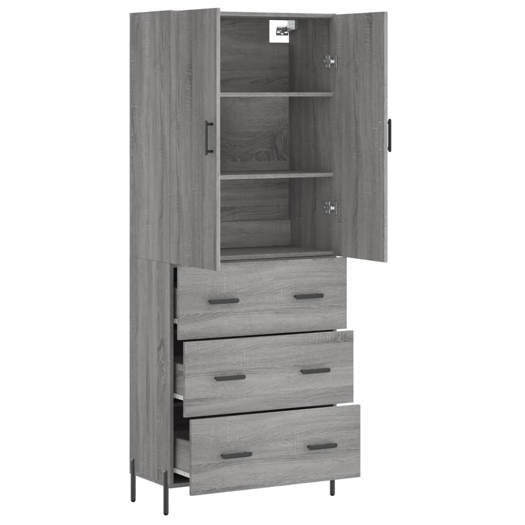 Image Buffet haut Sonoma gris 69,5x34x180 cm Bois d'ingénierie | Xios Store SNC vidaXL Xios Store SNC