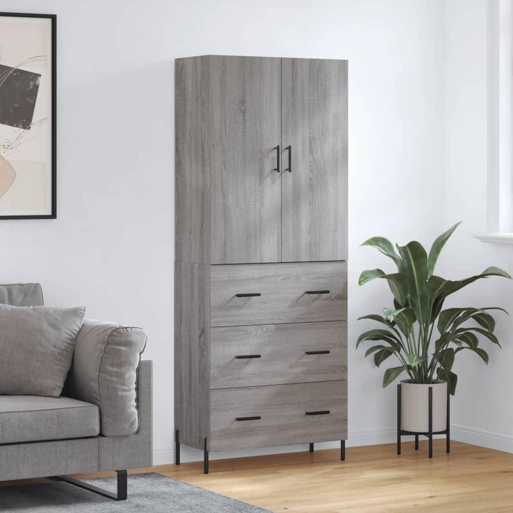 Image Buffet haut Sonoma gris 69,5x34x180 cm Bois d'ingénierie | Xios Store SNC vidaXL Xios Store SNC