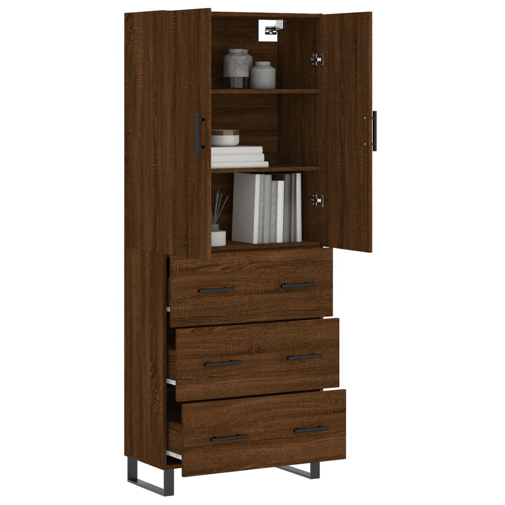 Image Buffet haut Chêne marron 69,5x34x180 cm Bois d'ingénierie | Xios Store SNC vidaXL Xios Store SNC