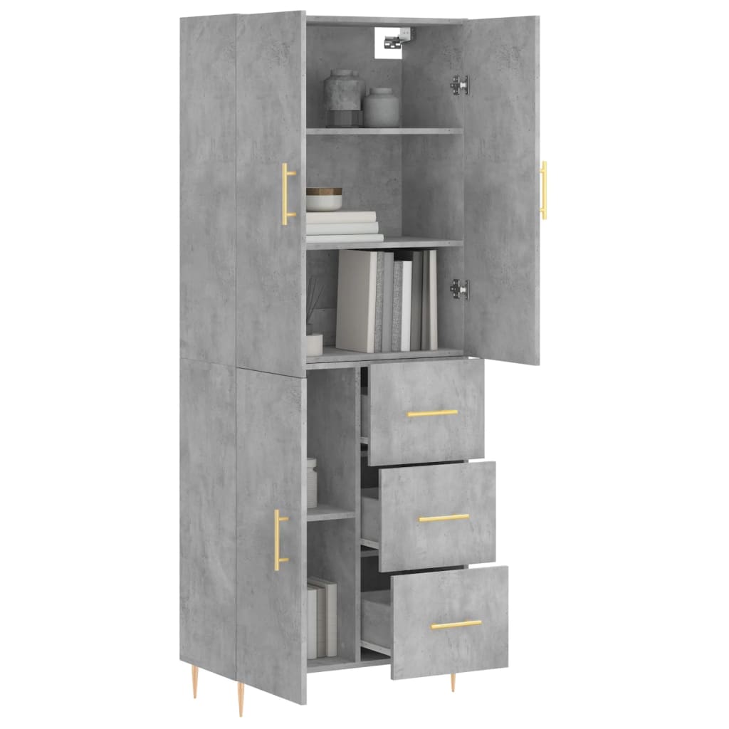 Image Buffet haut Gris béton 69,5x34x180 cm Bois d'ingénierie | Xios Store SNC vidaXL Xios Store SNC