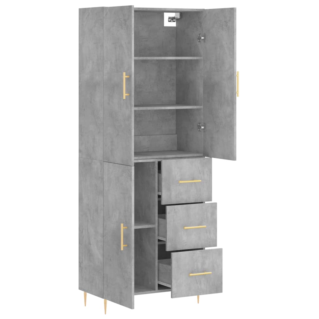 Image Buffet haut Gris béton 69,5x34x180 cm Bois d'ingénierie | Xios Store SNC vidaXL Xios Store SNC