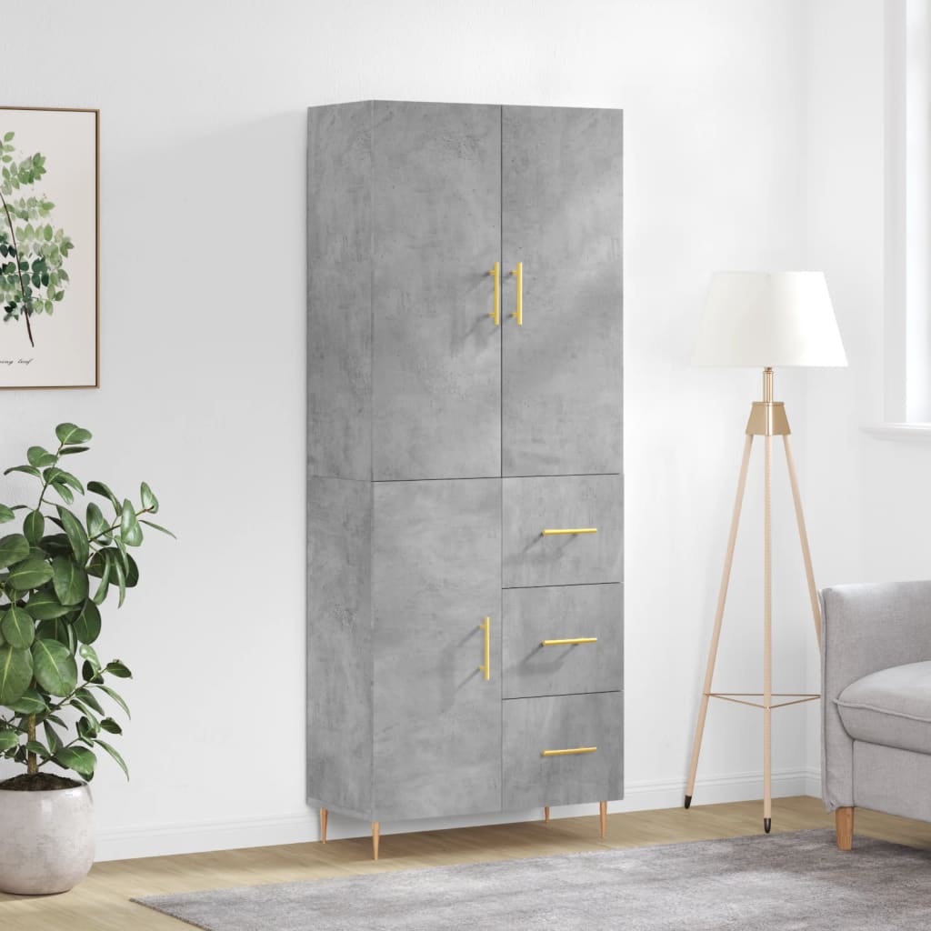 Image Buffet haut Gris béton 69,5x34x180 cm Bois d'ingénierie | Xios Store SNC vidaXL Xios Store SNC