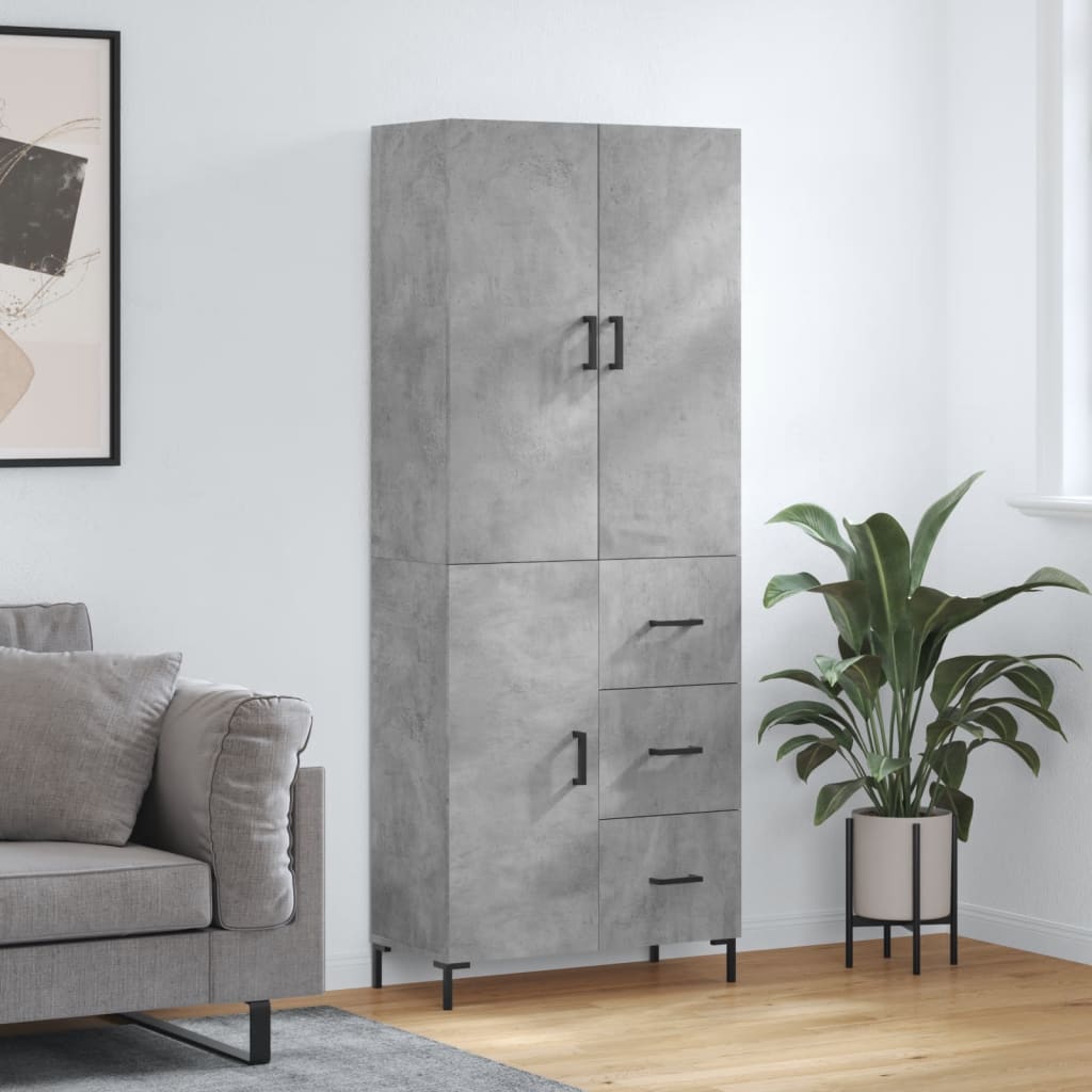 Image Buffet haut Gris béton 69,5x34x180 cm Bois d'ingénierie | Xios Store SNC vidaXL Xios Store SNC