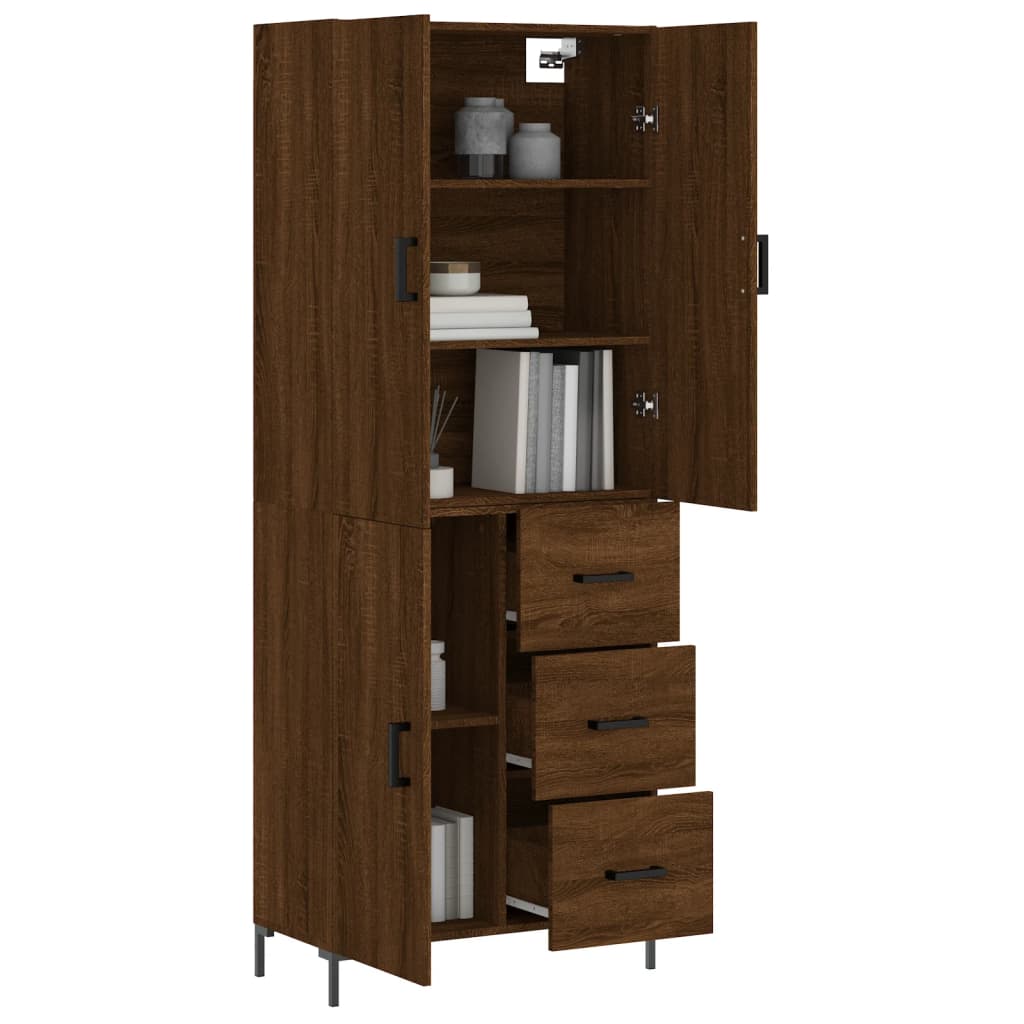 Image Buffet haut Chêne marron 69,5x34x180 cm Bois d'ingénierie | Xios Store SNC vidaXL Xios Store SNC