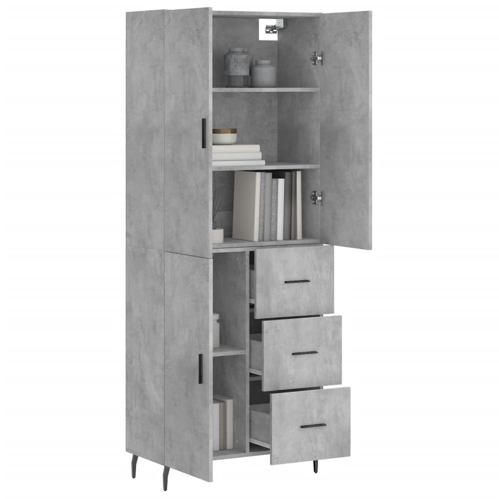 Image Buffet haut Gris béton 69,5x34x180 cm Bois d'ingénierie | Xios Store SNC vidaXL Xios Store SNC