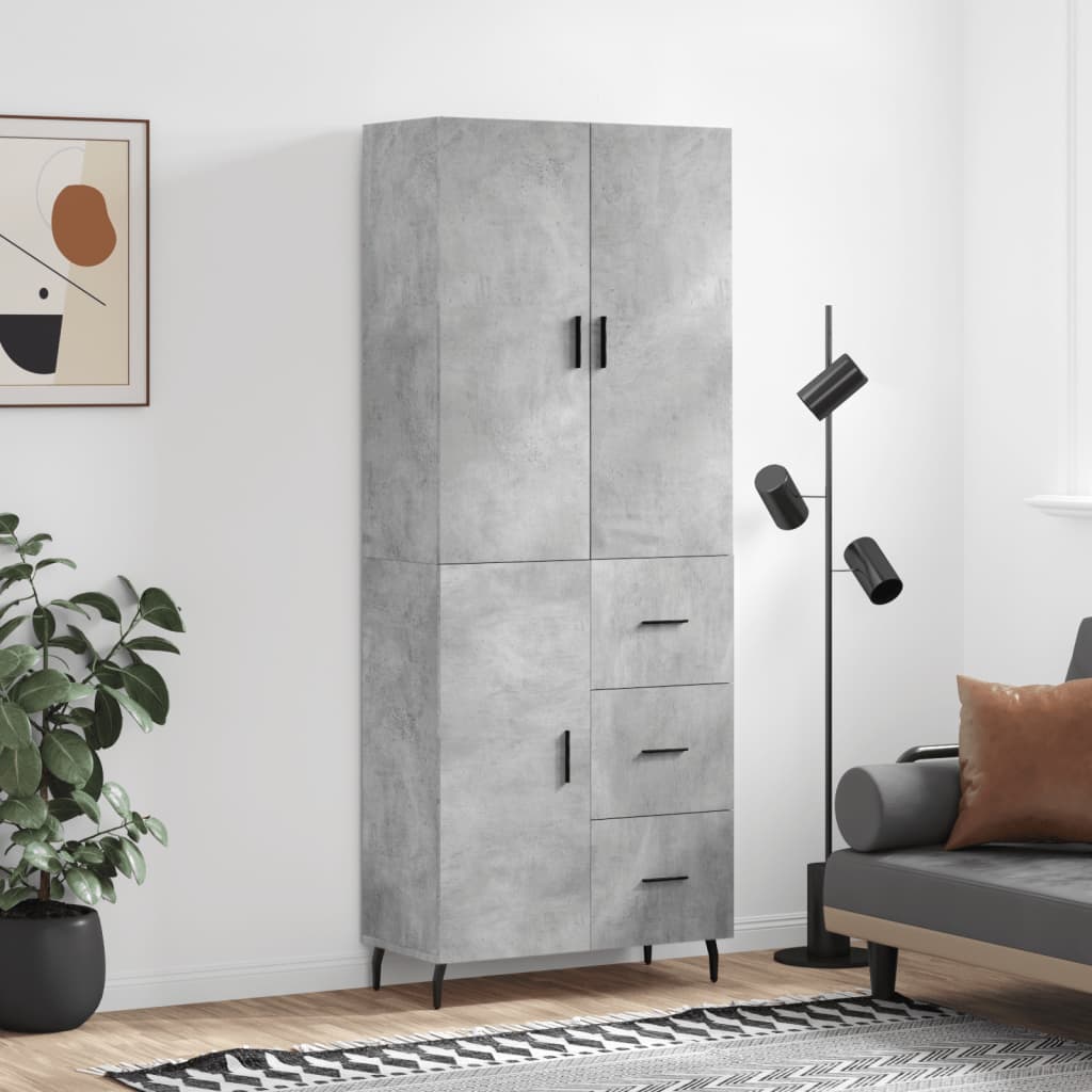 Image Buffet haut Gris béton 69,5x34x180 cm Bois d'ingénierie | Xios Store SNC vidaXL Xios Store SNC