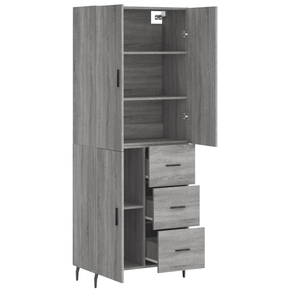 Image Buffet haut Sonoma gris 69,5x34x180 cm Bois d'ingénierie | Xios Store SNC vidaXL Xios Store SNC