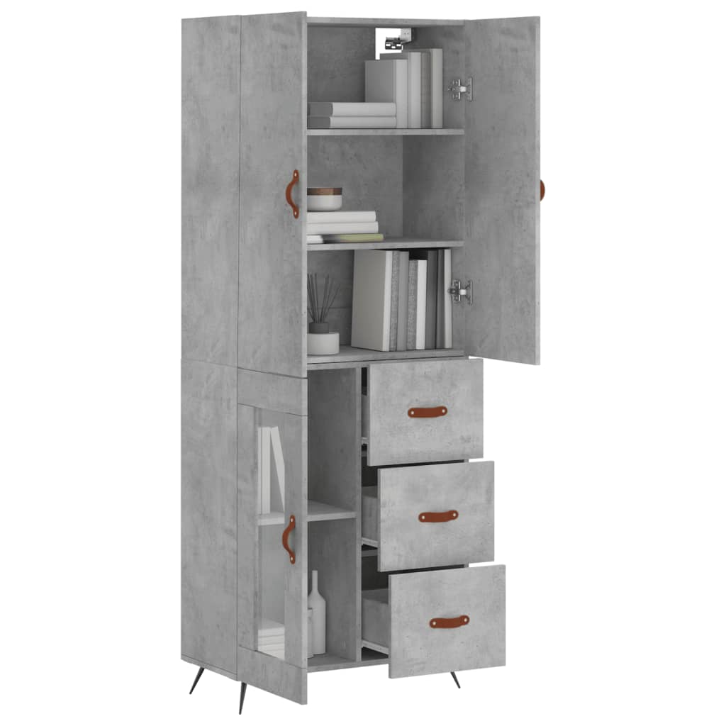 Image Buffet haut Gris béton 69,5x34x180 cm Bois d'ingénierie | Xios Store SNC vidaXL Xios Store SNC