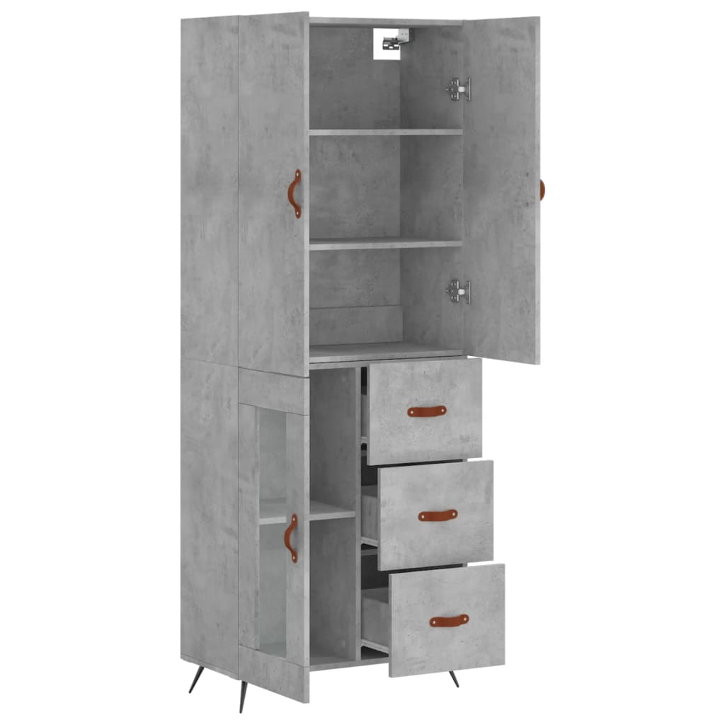 Image Buffet haut Gris béton 69,5x34x180 cm Bois d'ingénierie | Xios Store SNC vidaXL Xios Store SNC