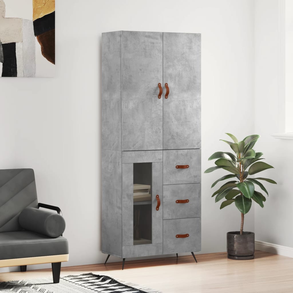 Image Buffet haut Gris béton 69,5x34x180 cm Bois d'ingénierie | Xios Store SNC vidaXL Xios Store SNC