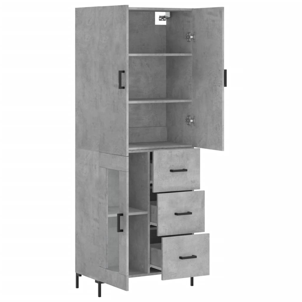 Image Buffet haut Gris béton 69,5x34x180 cm Bois d'ingénierie | Xios Store SNC vidaXL Xios Store SNC