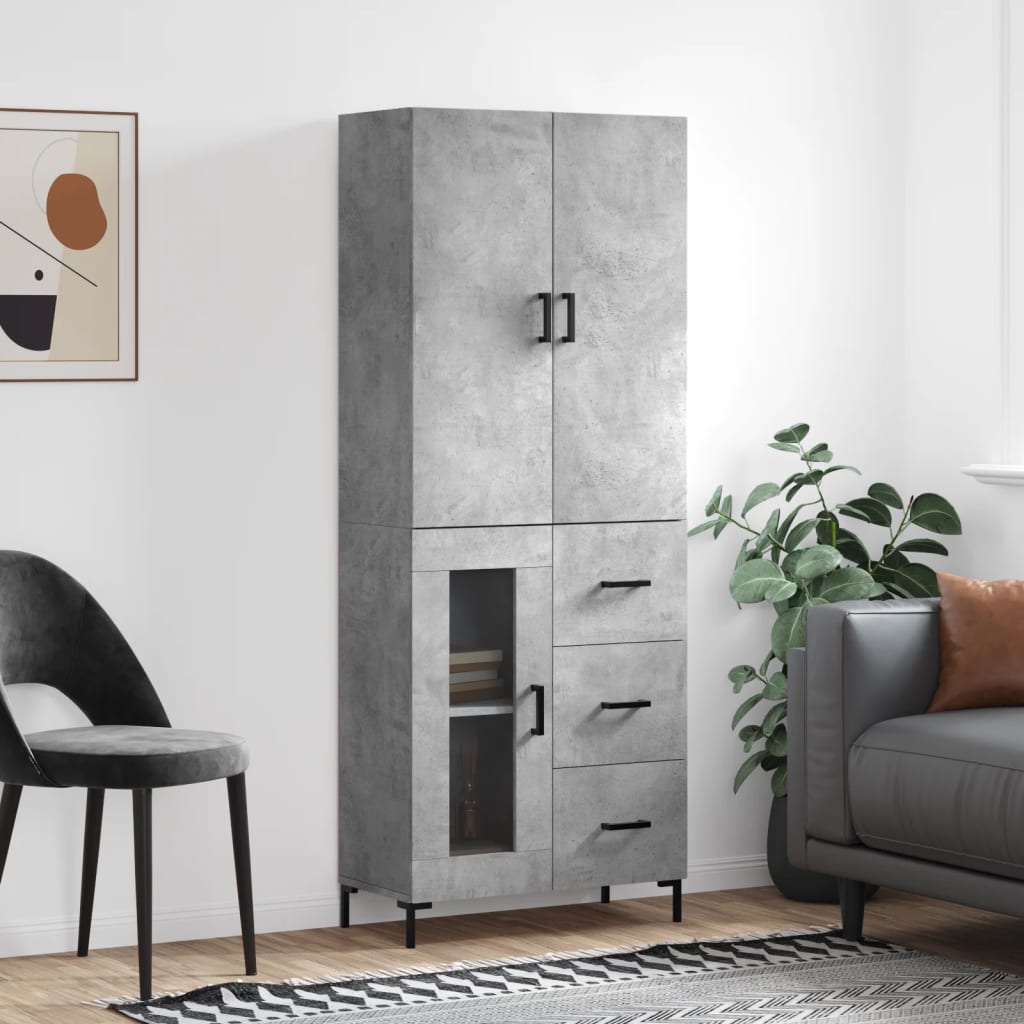 Image Buffet haut Gris béton 69,5x34x180 cm Bois d'ingénierie | Xios Store SNC vidaXL Xios Store SNC