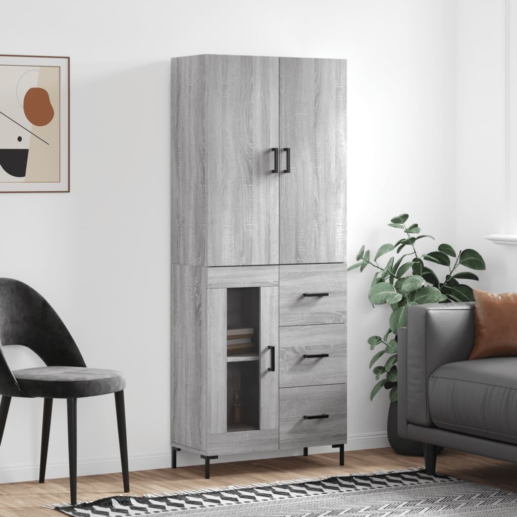 Image Buffet haut Sonoma gris 69,5x34x180 cm Bois d'ingénierie | Xios Store SNC vidaXL Xios Store SNC