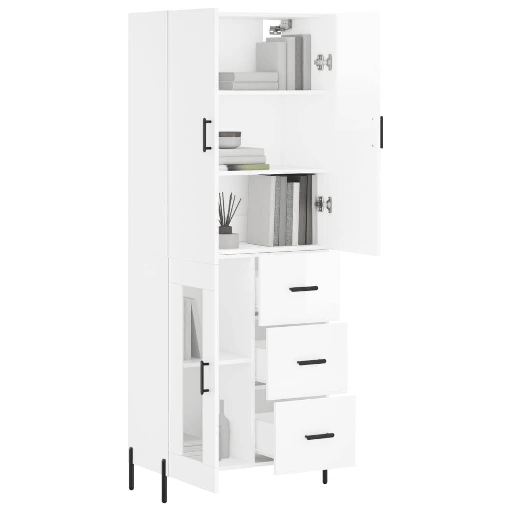 Image Buffet haut Blanc brillant 69,5x34x180 cm Bois d'ingénierie | Xios Store SNC vidaXL Xios Store SNC