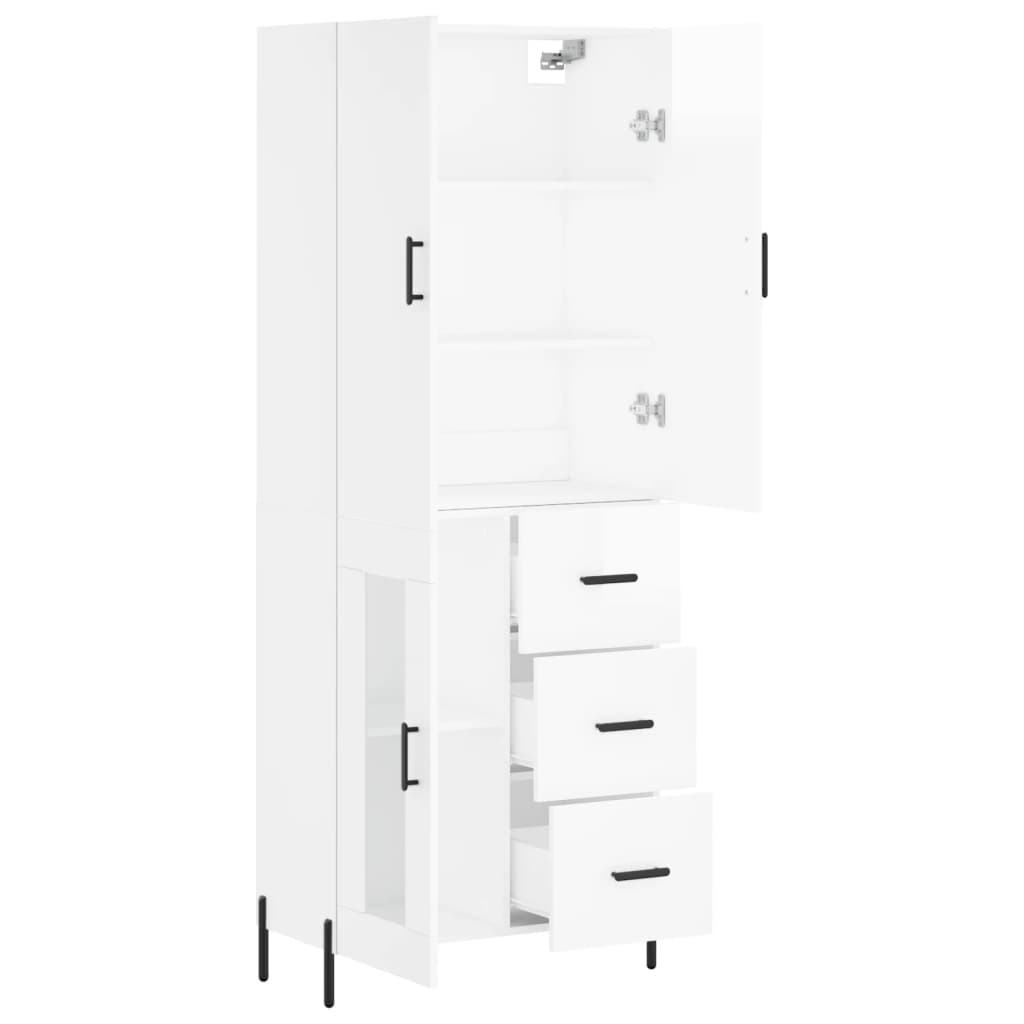 Image Buffet haut Blanc brillant 69,5x34x180 cm Bois d'ingénierie | Xios Store SNC vidaXL Xios Store SNC