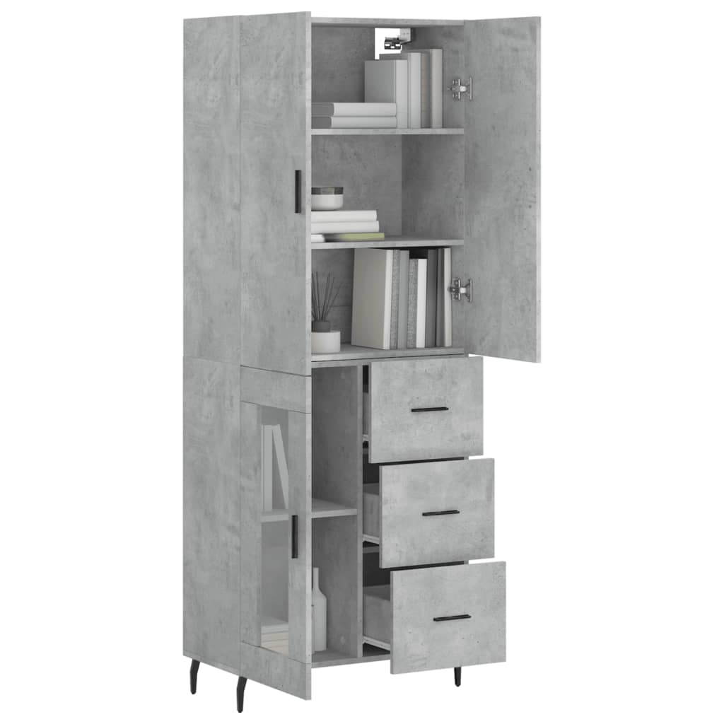 Image Buffet haut Gris béton 69,5x34x180 cm Bois d'ingénierie | Xios Store SNC vidaXL Xios Store SNC