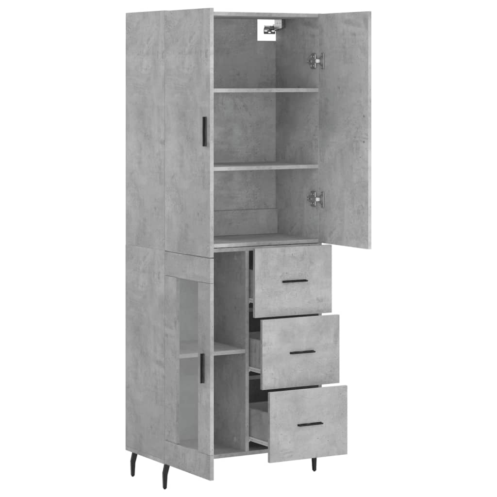 Image Buffet haut Gris béton 69,5x34x180 cm Bois d'ingénierie | Xios Store SNC vidaXL Xios Store SNC