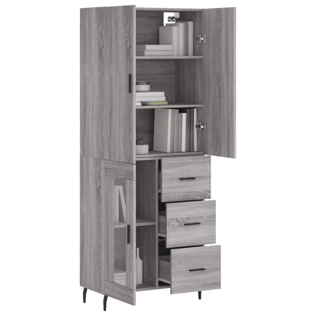 Image Buffet haut Sonoma gris 69,5x34x180 cm Bois d'ingénierie | Xios Store SNC vidaXL Xios Store SNC