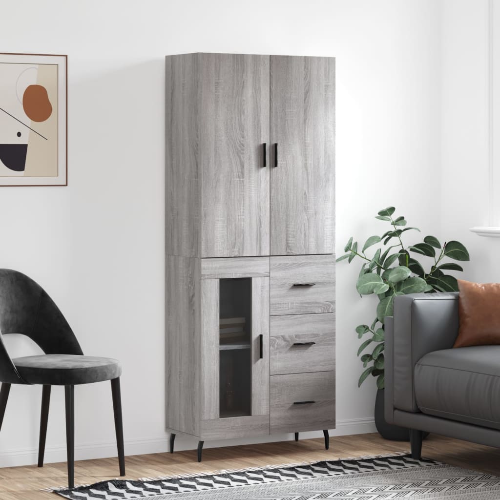 Image Buffet haut Sonoma gris 69,5x34x180 cm Bois d'ingénierie | Xios Store SNC vidaXL Xios Store SNC