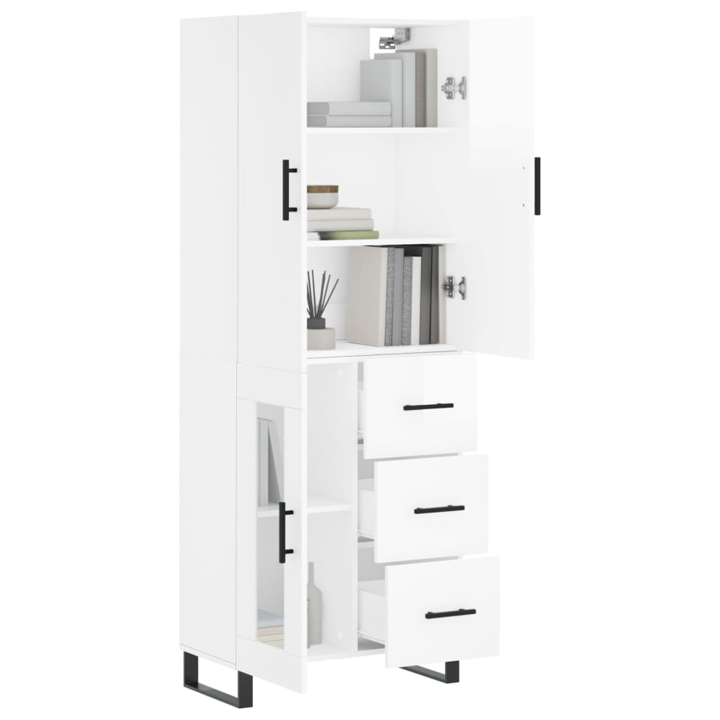 Image Buffet haut Blanc brillant 69,5x34x180 cm Bois d'ingénierie | Xios Store SNC vidaXL Xios Store SNC