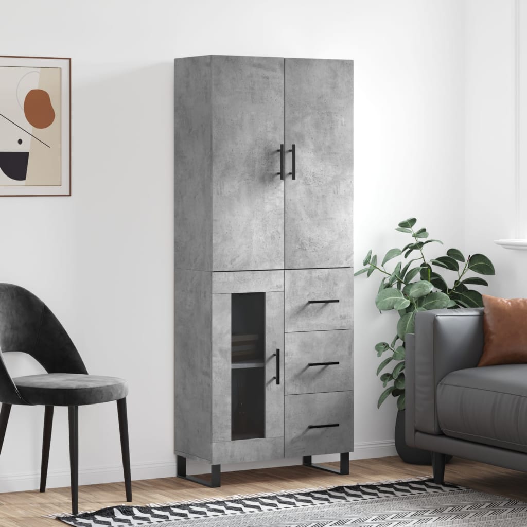 Image Buffet haut Gris béton 69,5x34x180 cm Bois d'ingénierie | Xios Store SNC vidaXL Xios Store SNC