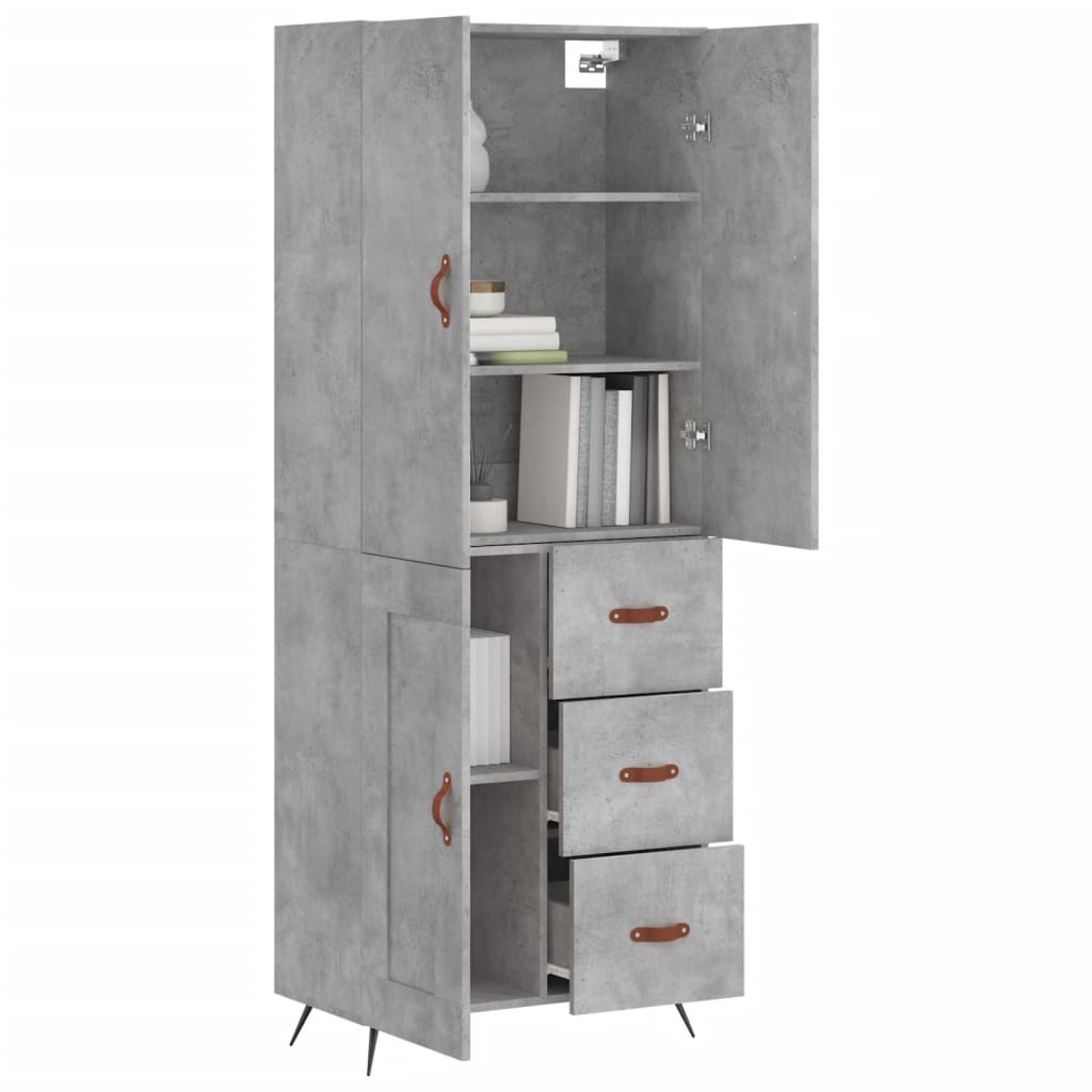 Image Buffet haut Gris béton 69,5x34x180 cm Bois d'ingénierie | Xios Store SNC vidaXL Xios Store SNC