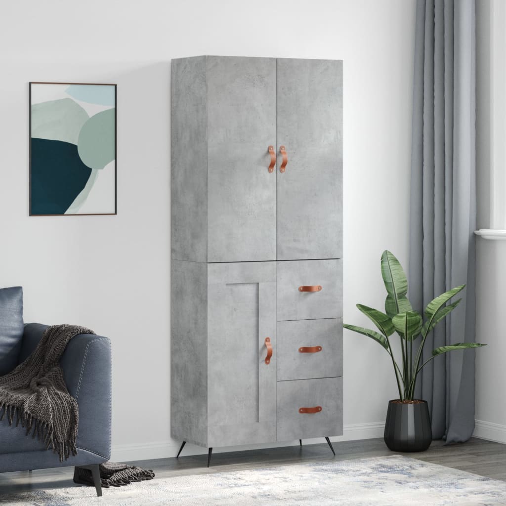 Image Buffet haut Gris béton 69,5x34x180 cm Bois d'ingénierie | Xios Store SNC vidaXL Xios Store SNC