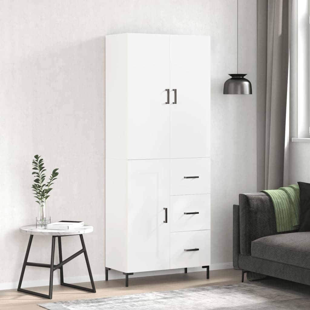 Image Buffet haut Blanc 69,5x34x180 cm Bois d'ingénierie | Xios Store SNC vidaXL Xios Store SNC