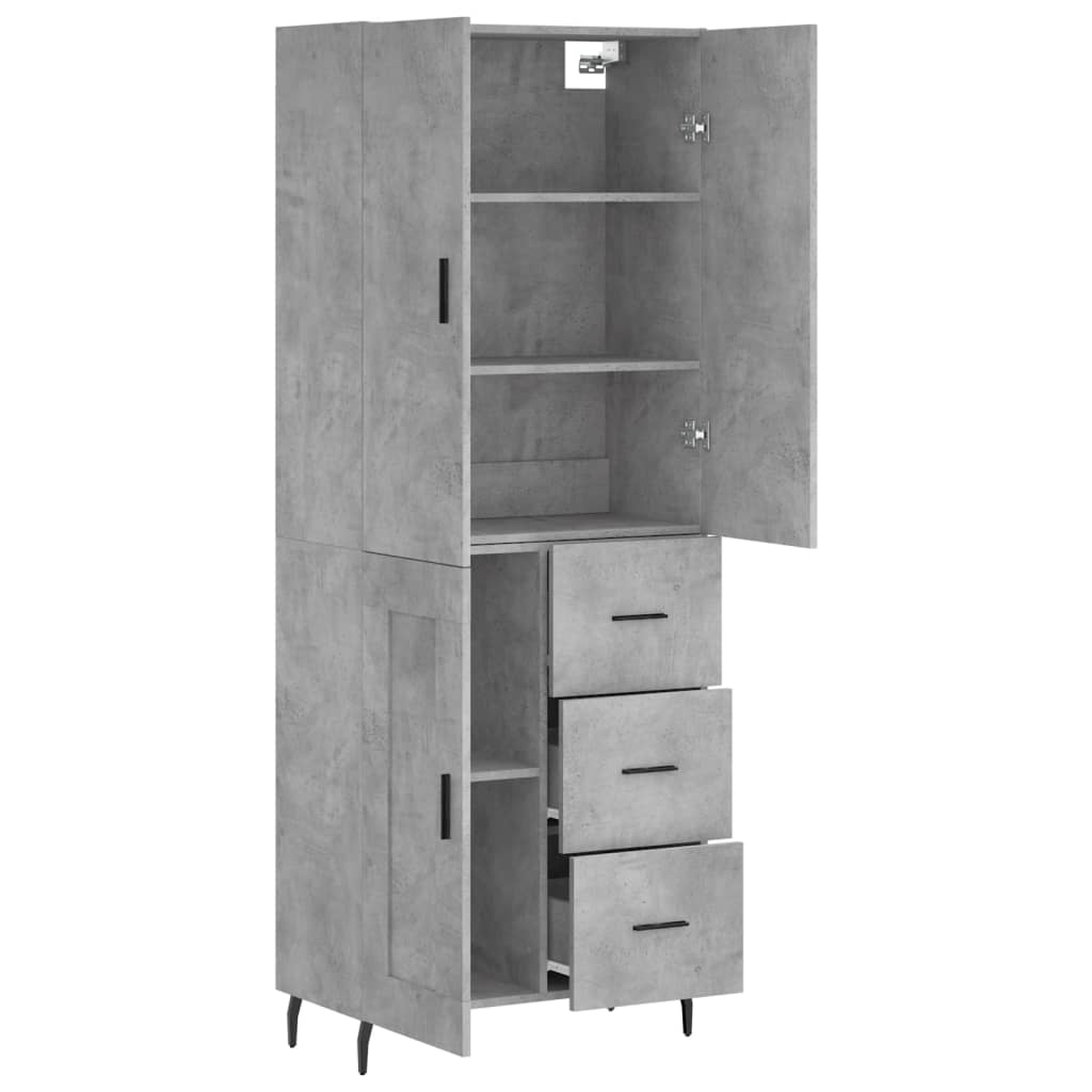 Image Buffet haut Gris béton 69,5x34x180 cm Bois d'ingénierie | Xios Store SNC vidaXL Xios Store SNC