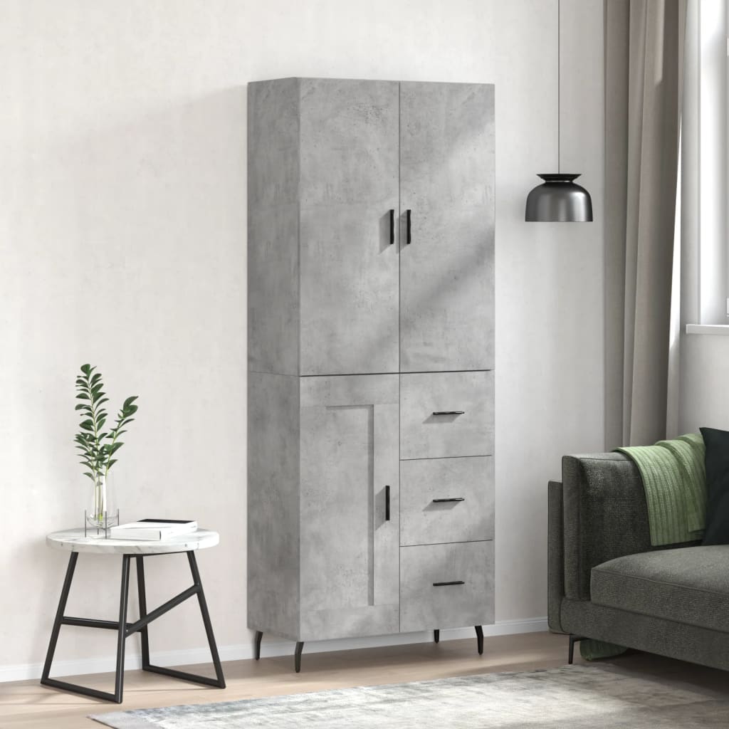 Image Buffet haut Gris béton 69,5x34x180 cm Bois d'ingénierie | Xios Store SNC vidaXL Xios Store SNC