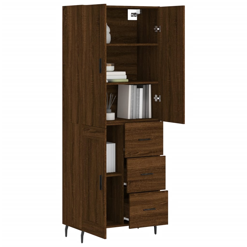 Image Buffet haut Chêne marron 69,5x34x180 cm Bois d'ingénierie | Xios Store SNC vidaXL Xios Store SNC