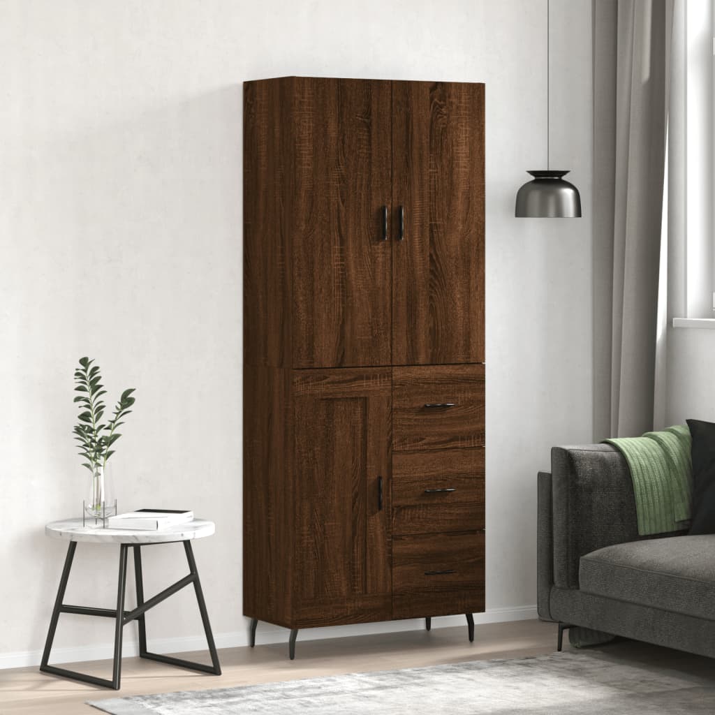 Image Buffet haut Chêne marron 69,5x34x180 cm Bois d'ingénierie | Xios Store SNC vidaXL Xios Store SNC