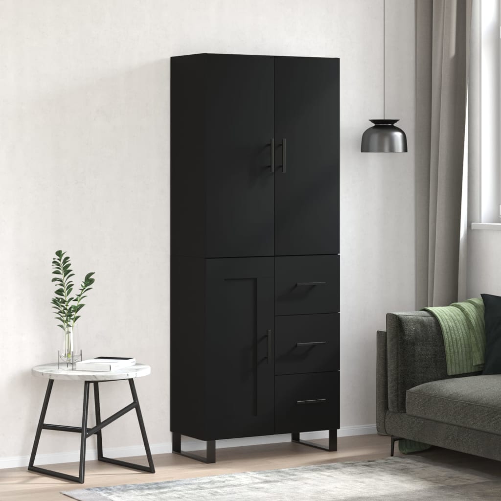 Image Buffet haut Noir 69,5x34x180 cm Bois d'ingénierie | Xios Store SNC vidaXL Xios Store SNC