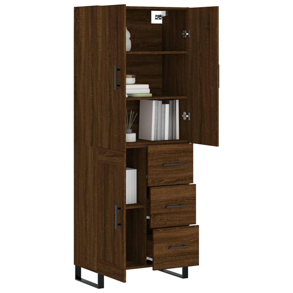 Image Buffet haut Chêne marron 69,5x34x180 cm Bois d'ingénierie | Xios Store SNC vidaXL Xios Store SNC