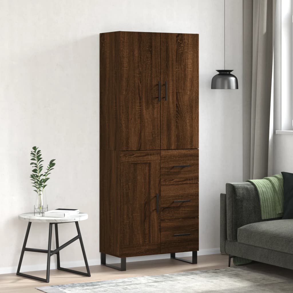 Image Buffet haut Chêne marron 69,5x34x180 cm Bois d'ingénierie | Xios Store SNC vidaXL Xios Store SNC