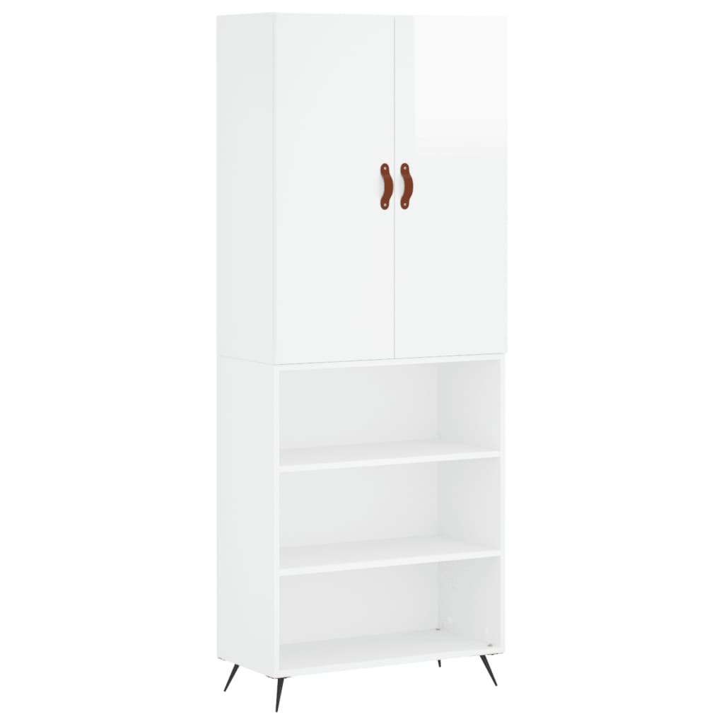 Image Buffet haut Blanc brillant 69,5x34x180 cm Bois d'ingénierie | Xios Store SNC vidaXL Xios Store SNC