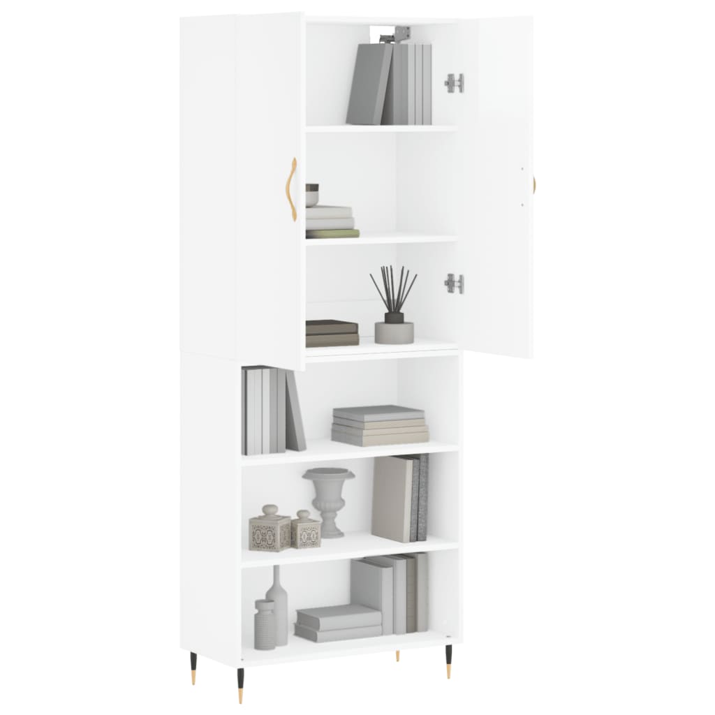 Image Buffet haut Blanc brillant 69,5x34x180 cm Bois d'ingénierie | Xios Store SNC vidaXL Xios Store SNC