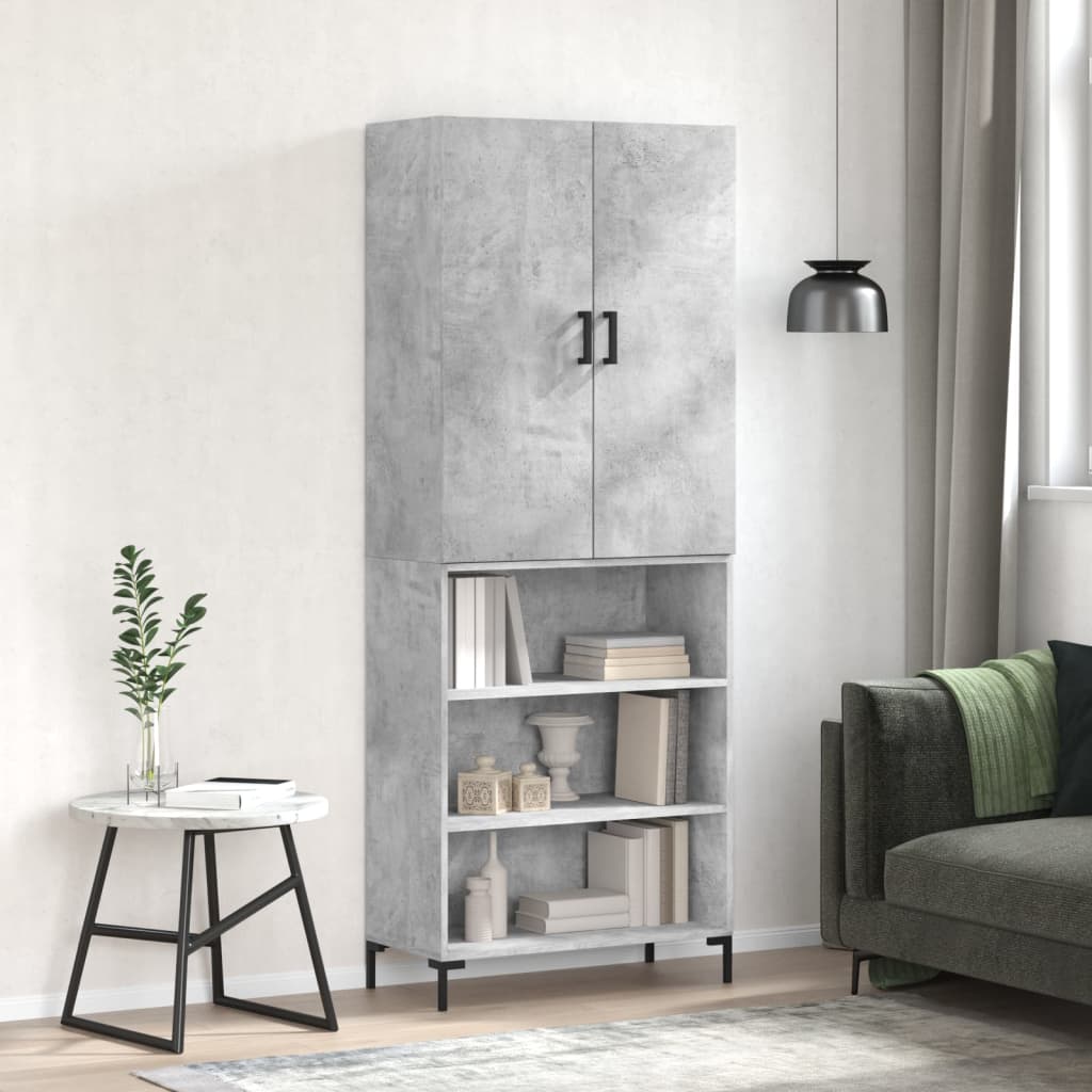 Image Buffet haut Gris béton 69,5x34x180 cm Bois d'ingénierie | Xios Store SNC vidaXL Xios Store SNC