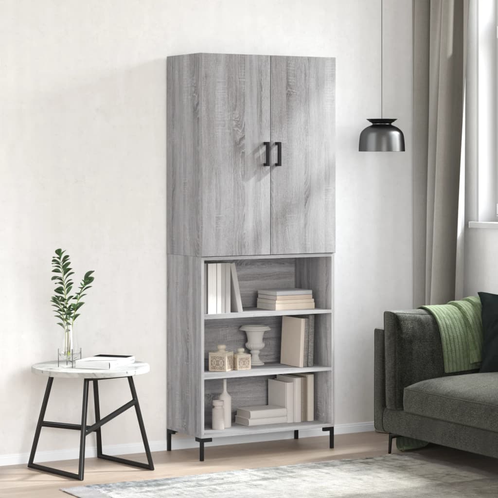 Image Buffet haut Sonoma gris 69,5x34x180 cm Bois d'ingénierie | Xios Store SNC vidaXL Xios Store SNC