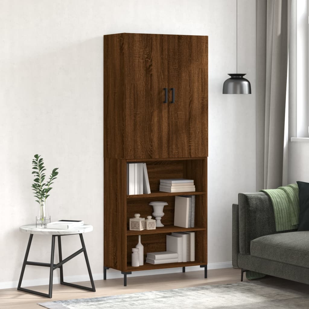 Image Buffet haut Chêne marron 69,5x34x180 cm Bois d'ingénierie | Xios Store SNC vidaXL Xios Store SNC