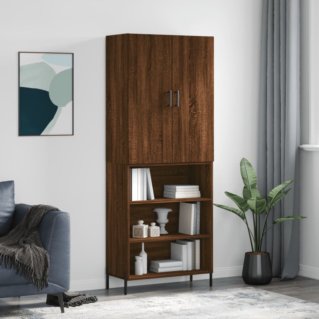 Image Buffet haut Chêne marron 69,5x34x180 cm Bois d'ingénierie | Xios Store SNC vidaXL Xios Store SNC