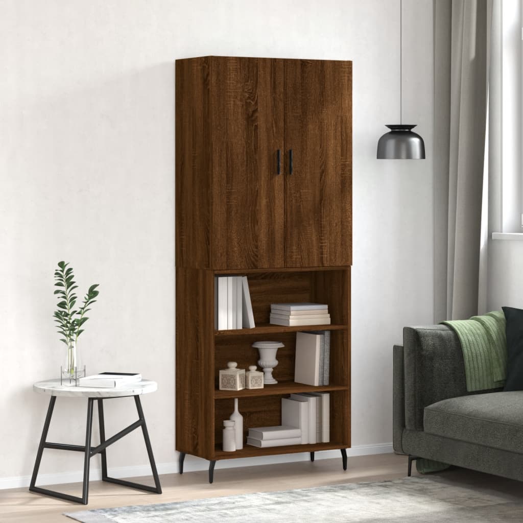 Image Buffet haut Chêne marron 69,5x34x180 cm Bois d'ingénierie | Xios Store SNC vidaXL Xios Store SNC