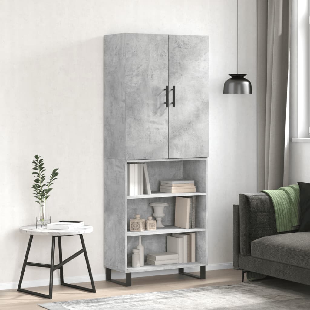 Image Buffet haut Gris béton 69,5x34x180 cm Bois d'ingénierie | Xios Store SNC vidaXL Xios Store SNC