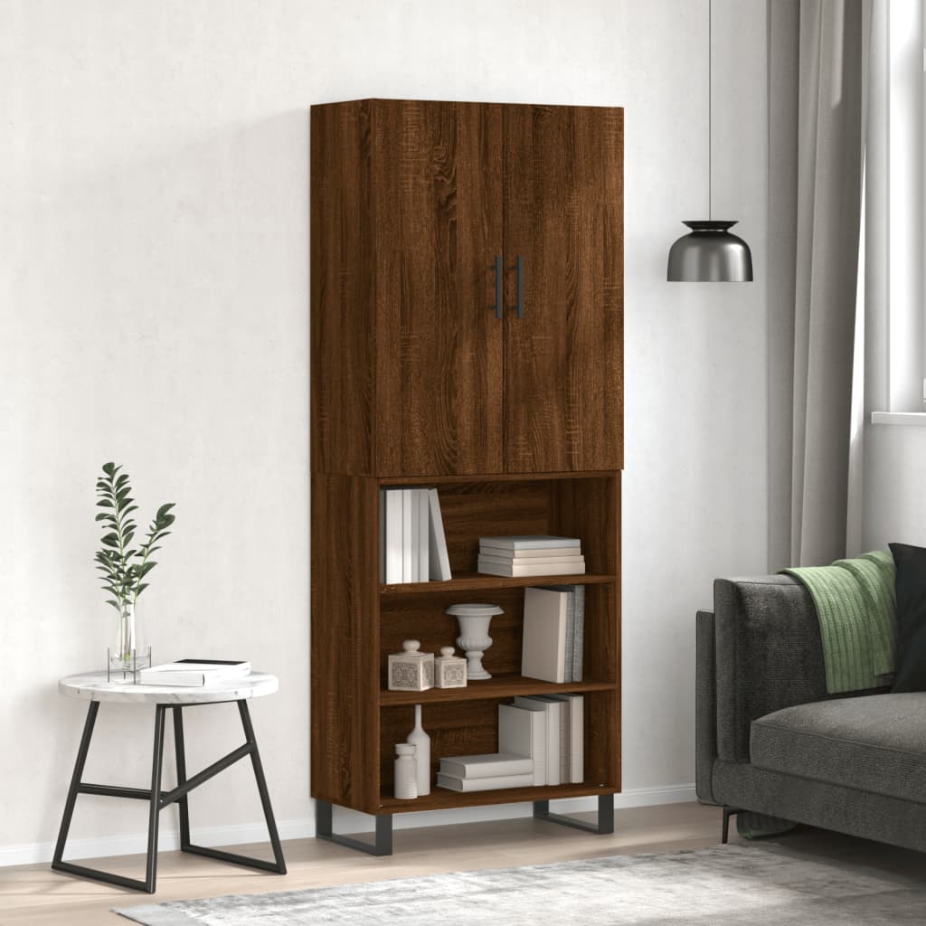 Image Buffet haut Chêne marron 69,5x34x180 cm Bois d'ingénierie | Xios Store SNC vidaXL Xios Store SNC