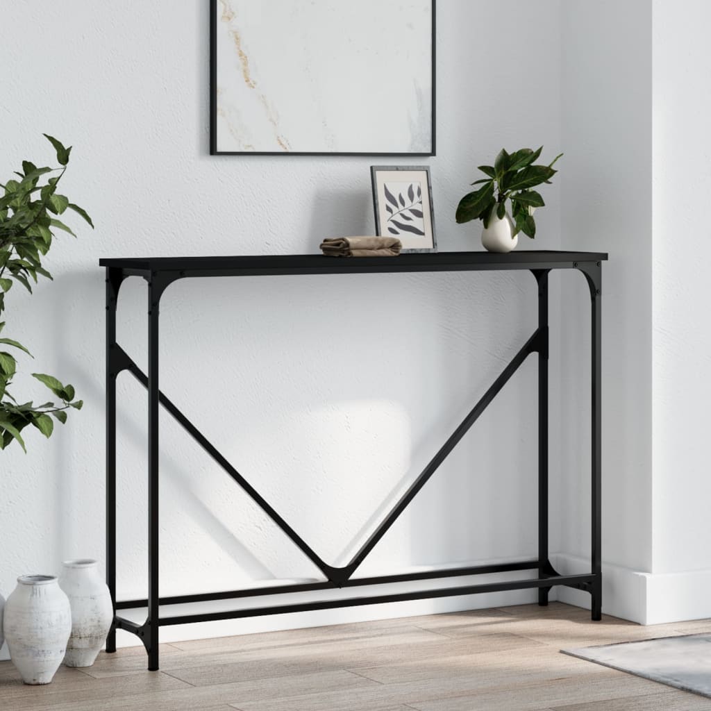 Table console noir 102x22,5x75 cm bois d'ingénierie - Xios Store SNC