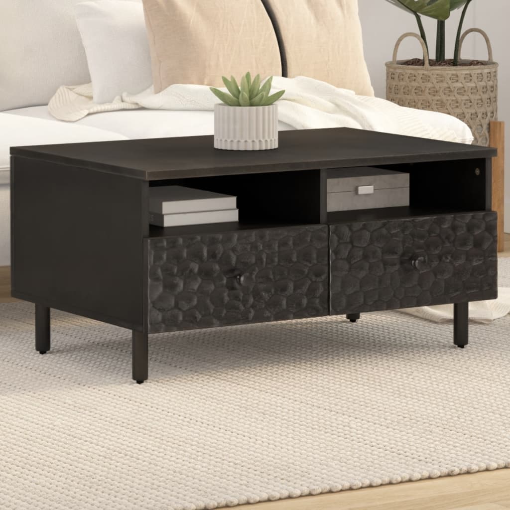 Table basse noir 80x54x40 cm bois massif de manguier Tables basses vidaXL   