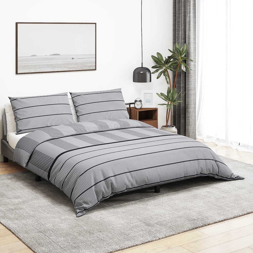 Ensemble de housse de couette Gris 220x240 cm Coton Housses de couette vidaXL   